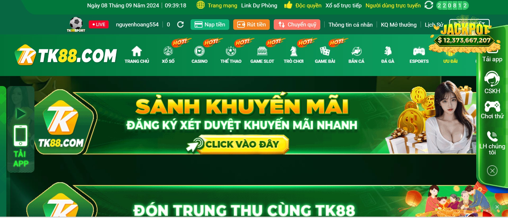 Đăng ký mở tài khoản để nhận khuyến mãi Tk88